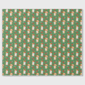 クリスマスコーギドッグペットキャンディケーンクリスマス ラッピングペーパー (フラット)