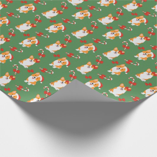 クリスマスコーギドッグペットキャンディケーンクリスマス ラッピングペーパー (角)