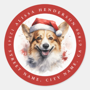 クリスマスコーギラウンドスティッカー ラウンドシール