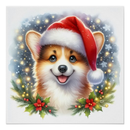 クリスマスコーギーのあったかホリデー ウォールアート (正面)