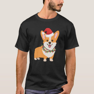 クリスマスコーギーの漫画スタイル ファウン レッド スウェット Tシャツ