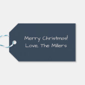 クリスマスコーギーサンタ - 洗練されたウィンターネイビー ギフトタグ (裏面横)