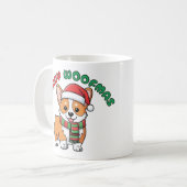 クリスマスコーギーマグ：メリーウーフマス コーヒーマグカップ (正面左)
