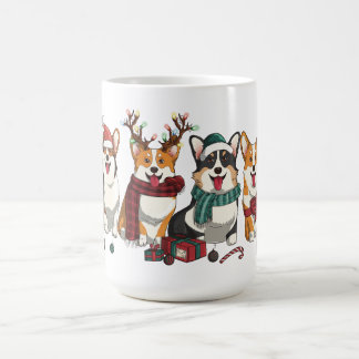 クリスマスコーギー隊のフェスティブホリデーパピー コーヒーマグカップ