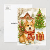 クリスマスコーギー ファーム ウォーターカラー ポストカード (正面/裏面)
