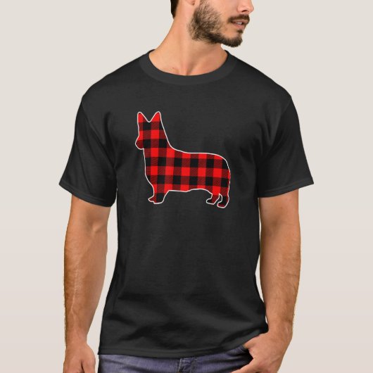 クリスマスコーギー Plaid Lumberjack パターンコーギー犬 Tシャツ (正面)