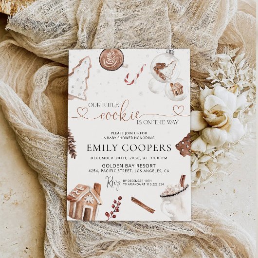 クリスマスコージーベビーシャワー招待状 セーブザデート