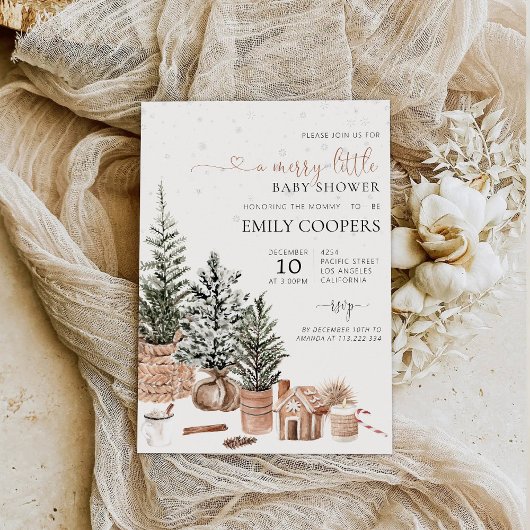 クリスマスコージーベビーシャワー招待状 セーブザデート