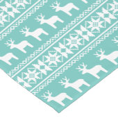 クリスマスコースタルティール(緑がかった色)雪片トナカイ模様 ショートテーブルランナー (コーナー)