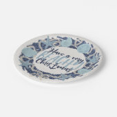 クリスマスコースタルトロピカルシーシェルリース – 青 ペーパープレート (アングル)