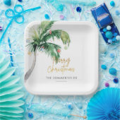 クリスマスコースタルホリデイズパームツリー ペーパープレート (パーティー)