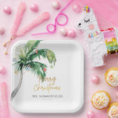 クリスマスコースタルホリデイズパームツリー ペーパープレート (パーティー)