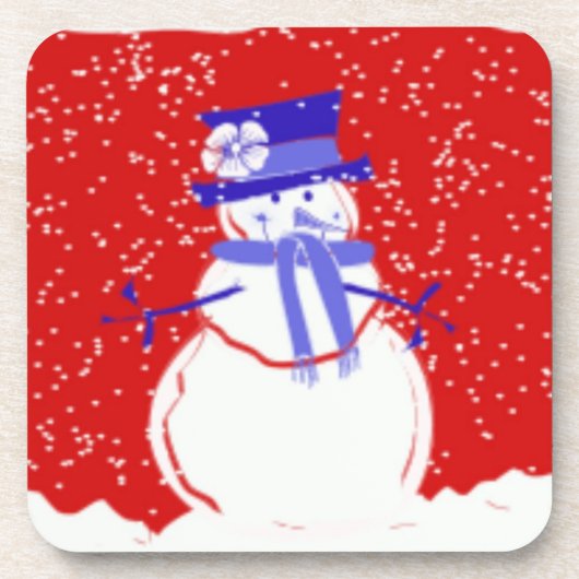 クリスマスコースターセット – かわいい雪だるま – ギフト コースター (正面)