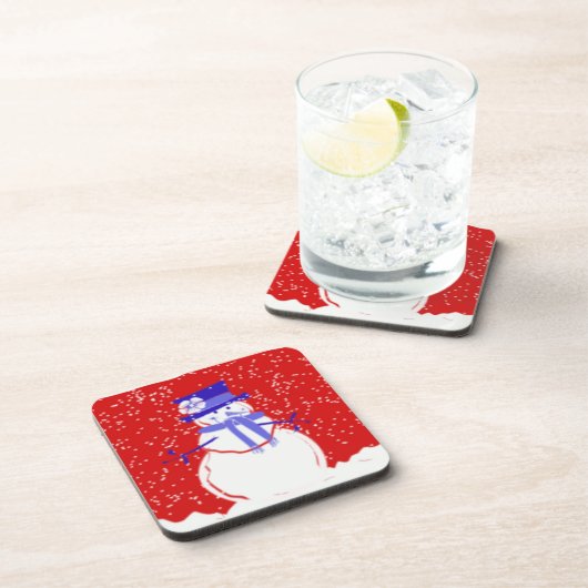 クリスマスコースターセット – かわいい雪だるま – ギフト コースター (右側)