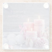 クリスマスコースター、ピンクのクリスマス ガラスコースター (裏面)