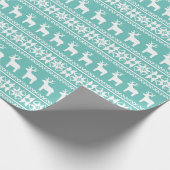 クリスマスコーストティール（緑がかった色）スノーフレークトインデアホリデー ラッピングペーパー (角)