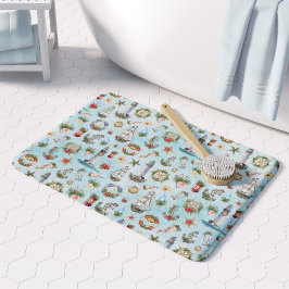 クリスマスコースト航海のライトハウスシップ バスマット