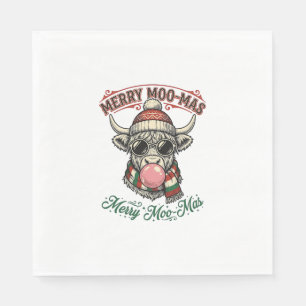 クリスマスコーデにぴったりカウTシャツ かわいいハイランドカウ クリスマスパロディザイン スタンダードランチョンナプキン