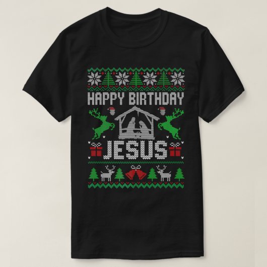 クリスマスコーディネートハッピーバースデーイエズホリデーアグリー Tシャツ (デザイン正面)