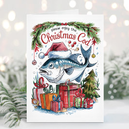 クリスマスコードおもしろい魚釣りクリスマスカード シーズンカード