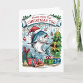 クリスマスコードおもしろい魚釣りクリスマスカード シーズンカード (正面)