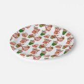 クリスマスコーヒパターン7"ラウンド紙プレート ペーパープレート (アングル)