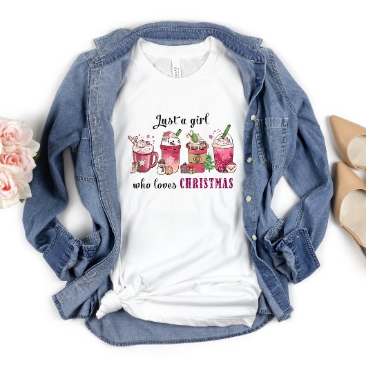 クリスマスコーヒーが大好きな女の子おもしろいトレンディー Tシャツ