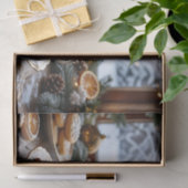 クリスマスコーヒーとクッキーの冬の窓のシーン 薄葉紙 (ギフト)