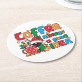 クリスマスコーヒーカップとフェスティバルことわざ ラウンドペーパーコースター (アングル)