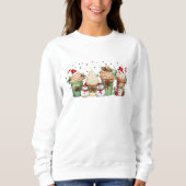 クリスマスコーヒーカップズホリデーフェスティバルドリンク スウェットシャツ (正面)