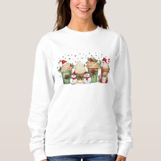 クリスマスコーヒーカップズホリデーフェスティバルドリンク スウェットシャツ (正面)