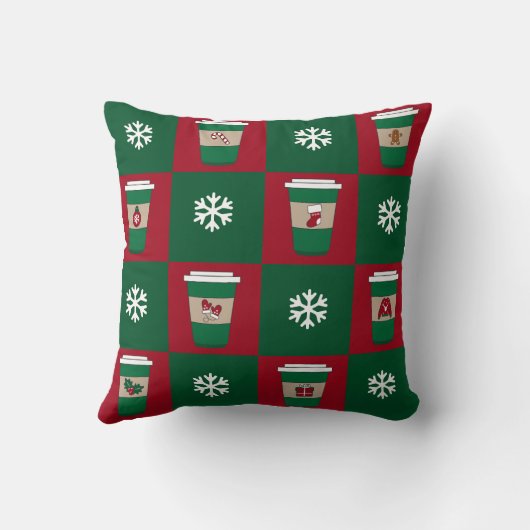 クリスマスコーヒーススノーフレークスホリデーテーマ クッション (裏面)
