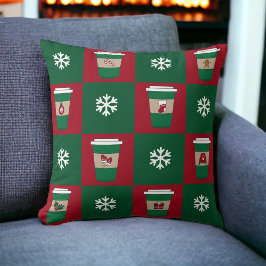 クリスマスコーヒーススノーフレークスホリデーテーマ クッション