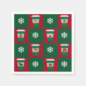 クリスマスコーヒーススノーフレークスホリデーテーマ スタンダードカクテルナプキン (正面)
