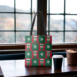 クリスマスコーヒーススノーフレークスホリデーテーマ トートバッグ