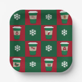 クリスマスコーヒーススノーフレークスホリデーテーマ ペーパープレート (正面)