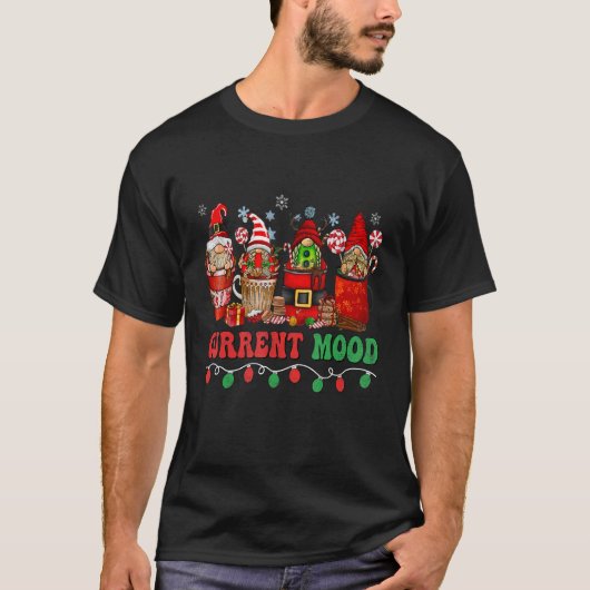 クリスマスコーヒードリンク現在の気分サンタライト Tシャツ (正面)