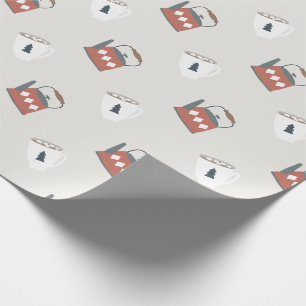 クリスマスコーヒーポット&マグホリデーパターン ラッピングペーパー