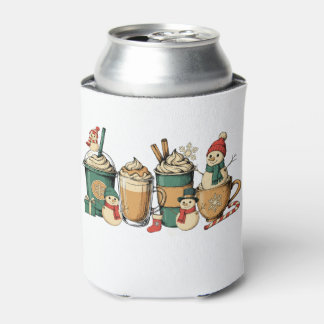 クリスマスコーヒーラテ雪だるまシナモンキャンディケイン 缶クーラー