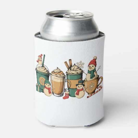 クリスマスコーヒーラテ雪だるまシナモンキャンディケイン 缶クーラー (缶正面)