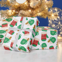 クリスマスコーヒーラテ&ジンジャーパンフェスティバル手袋 ラッピングペーパー