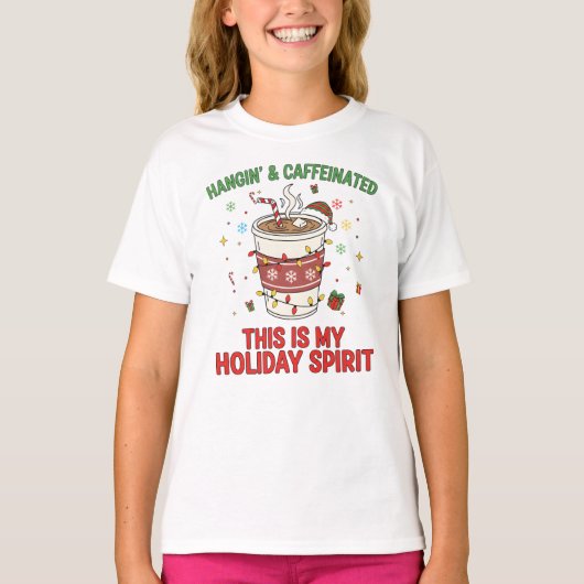 クリスマスコーヒー好きTシャツ" ホリデー Tシャツ (正面)