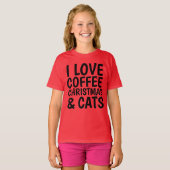 クリスマスコーヒー&キャッツが大好き Tシャツ (正面フル)