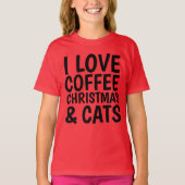 クリスマスコーヒー&キャッツが大好き Tシャツ (正面)