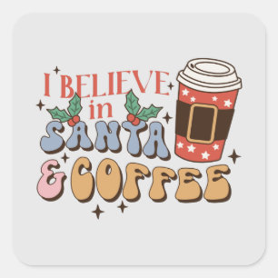 クリスマスコーヒー サンタとコーヒー スクエアシール