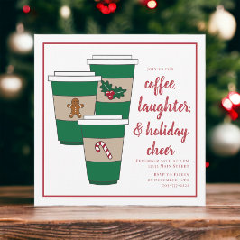 クリスマスコーヒー 笑いとホリデー チアパーティー 招待状