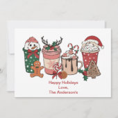 クリスマスコーヒー Cookies のパーソナライズされたホリデーカード シーズンカード (正面)