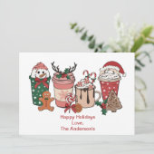クリスマスコーヒー Cookies のパーソナライズされたホリデーカード シーズンカード (スタンド正面)