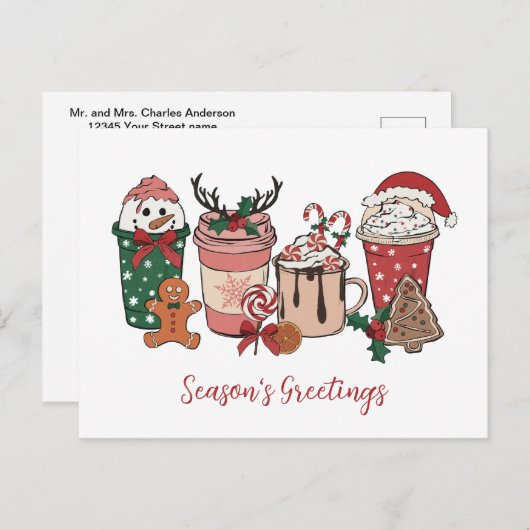 クリスマスコーヒーCookieホリデーポストカード シーズンポストカード (正面/裏面)