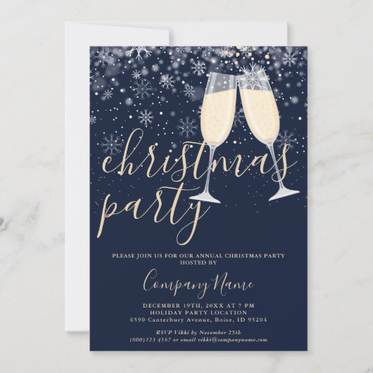 クリスマスコーポレートオフィスホリデーパーティー 招待状 (正面)